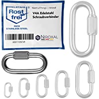 2 unidades 10-mm V4A acero inoxidable mosquetón de cadena forma corta- recta y robusta carga de rotura 3750 kg conector…